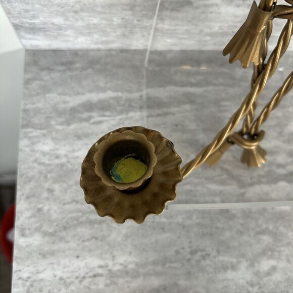 Homco MCM 2 HOME INTERIOR TWISTED ROPE SCONCE DOUBLE TAPER GOLD BOW DESIGN - Picture 6 of 16